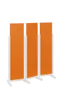 ATMOSFERE LINE 116, dřevěný 3-dílný paraván, mobilní, výška 1600 mm, rám bílá, výplň pomeranč