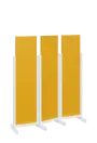ATMOSFERE LINE 116, dřevěný 3-dílný paraván, mobilní, výška 1600 mm, rám bílá, výplň žlutá odio