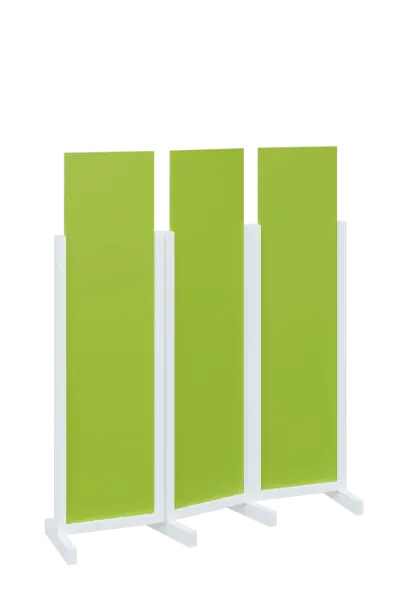 ATMOSFERE LINE 116, dřevěný 3-dílný paraván, mobilní, výška 1600 mm, rám bílá, výplň jarní zeleň