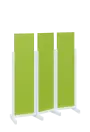 ATMOSFERE LINE 116, dřevěný 3-dílný paraván, mobilní, výška 1600 mm, rám bílá, výplň jarní zeleň
