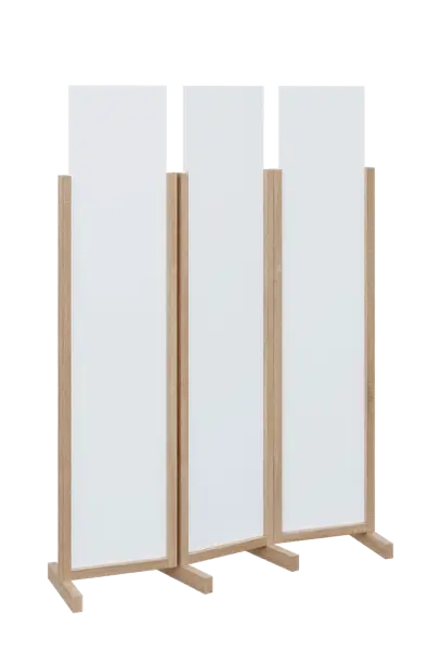 ATMOSFERE LINE 119, dřevěný 3-dílný paraván, mobilní, výška 1900 mm, rám dub bardolino, výplň bílá