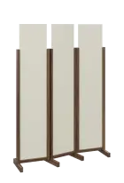 ATMOSFERE LINE 119, dřevěný 3-dílný paraván, mobilní, výška 1900 mm, rám ořech královský, výplň smet