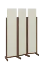 ATMOSFERE LINE 119, dřevěný 3-dílný paraván, mobilní, výška 1900 mm, rám ořech královský, výplň smetanová