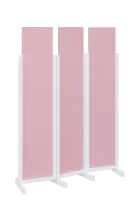ATMOSFERE LINE 119, dřevěný 3-dílný paraván, mobilní, výška 1900 mm, rám bílá, výplň pastelově růžov