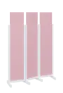 ATMOSFERE LINE 119, dřevěný 3-dílný paraván, mobilní, výška 1900 mm, rám bílá, výplň pastelově růžová