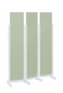ATMOSFERE LINE 119, dřevěný 3-dílný paraván, mobilní, výška 1900 mm, rám bílá, výplň šedo-zelinkavá