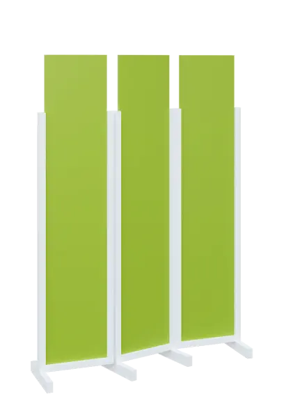 ATMOSFERE LINE 119, dřevěný 3-dílný paraván, mobilní, výška 1900 mm, rám bílá, výplň jarní zeleň
