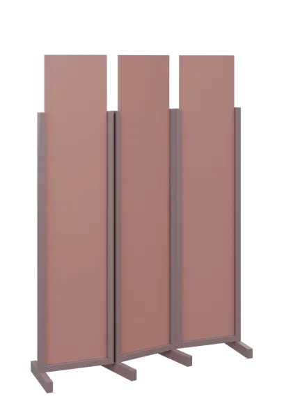 ATMOSFERE LINE 119, dřevěný 3-dílný paraván, mobilní, výška 1900 mm, rám sandy lilac, výplň antická růžová