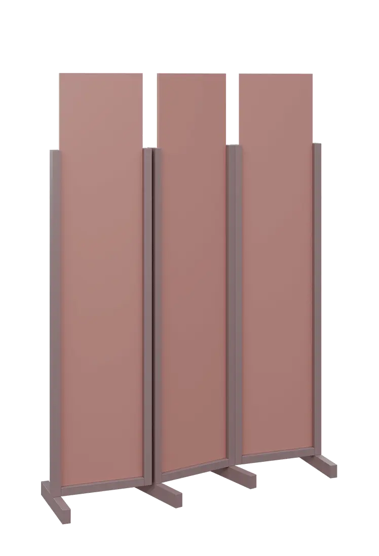 ATMOSFERE LINE 119, dřevěný 3-dílný paraván, mobilní, výška 1900 mm, rám sandy lilac, výplň antická růžová