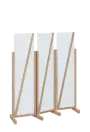 ATMOSFERE LINE 216, dřevěný 3-dílný paraván, mobilní, výška 1600 mm, rám dub bardolino, výplň bílá