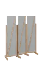 ATMOSFERE LINE 216, dřevěný 3-dílný paraván, mobilní, výška 1600 mm, rám dub bardolino, výplň šedá