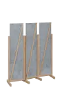 ATMOSFERE LINE 216, dřevěný 3-dílný paraván, mobilní, výška 1600 mm, rám dub bardolino, výplň beton šedý