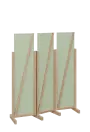 ATMOSFERE LINE 216, dřevěný 3-dílný paraván, mobilní, výška 1600 mm, rám dub bardolino, výplň šedo-zelinkavá
