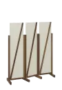 ATMOSFERE LINE 216, dřevěný 3-dílný paraván, mobilní, výška 1600 mm, rám ořech královský, výplň smetanová