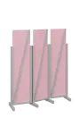 ATMOSFERE LINE 216, dřevěný 3-dílný paraván, mobilní, výška 1600 mm, rám šedá, výplň pastelově růžová