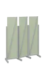 ATMOSFERE LINE 216, dřevěný 3-dílný paraván, mobilní, výška 1600 mm, rám šedá, výplň šedo-zelinkavá