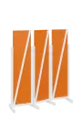 ATMOSFERE LINE 216, dřevěný 3-dílný paraván, mobilní, výška 1600 mm, rám bílá, výplň pomeranč