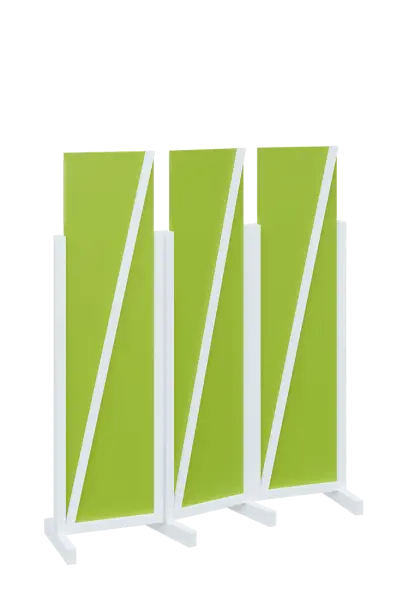 ATMOSFERE LINE 216, dřevěný 3-dílný paraván, mobilní, výška 1600 mm, rám bílá, výplň jarní zeleň