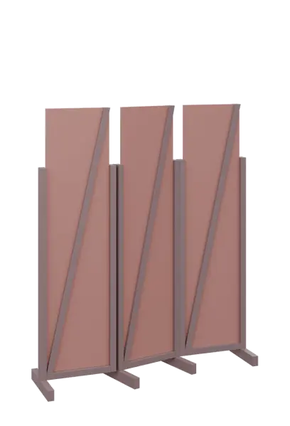 ATMOSFERE LINE 216, dřevěný 3-dílný paraván, mobilní, výška 1600 mm, rám sandy lilac, výplň antická růžová