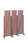 ATMOSFERE LINE 216, dřevěný 3-dílný paraván, mobilní, výška 1600 mm, rám sandy lilac, výplň antická růžová