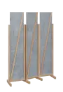 ATMOSFERE LINE 219, dřevěný 3-dílný paraván, mobilní, výška 1900 mm, rám dub bardolino, výplň beton šedý