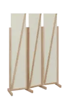 ATMOSFERE LINE 219, dřevěný 3-dílný paraván, mobilní, výška 1900 mm, rám dub bardolino, výplň smetan