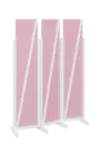 ATMOSFERE LINE 219, dřevěný 3-dílný paraván, mobilní, výška 1900 mm, rám bílá, výplň pastelově růžová