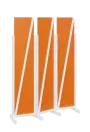 ATMOSFERE LINE 219, dřevěný 3-dílný paraván, mobilní, výška 1900 mm, rám bílá, výplň pomeranč
