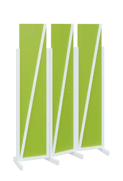 ATMOSFERE LINE 219, dřevěný 3-dílný paraván, mobilní, výška 1900 mm, rám bílá, výplň jarní zeleň