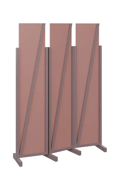 ATMOSFERE LINE 219, dřevěný 3-dílný paraván, mobilní, výška 1900 mm, rám sandy lilac, výplň antická růžová