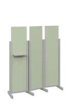 ATMOSFERE LINE 316, dřevěný 3-dílný paraván, mobilní, výška 1600 mm, rám šedá, výplň šedo-zelinkavá,