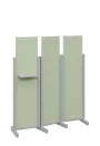 ATMOSFERE LINE 316, dřevěný 3-dílný paraván, mobilní, výška 1600 mm, rám šedá, výplň šedo-zelinkavá, polička