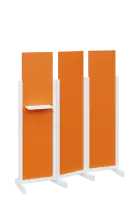 ATMOSFERE LINE 316, dřevěný 3-dílný paraván, mobilní, výška 1600 mm, rám bílá, výplň pomeranč, polič