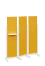 ATMOSFERE LINE 316, dřevěný 3-dílný paraván, mobilní, výška 1600 mm, rám bílá, výplň žlutá odio, polička