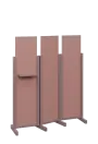 ATMOSFERE LINE 316, dřevěný 3-dílný paraván, mobilní, výška 1600 mm, rám sandy lilac, výplň antická růžová, polička