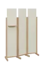 ATMOSFERE LINE 319, dřevěný 3-dílný paraván, mobilní, výška 1900 mm, rám dub bardolino, výplň smetanová, polička