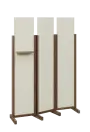 ATMOSFERE LINE 319, dřevěný 3-dílný paraván, mobilní, výška 1900 mm, rám ořech královský, výplň smetanová, polička