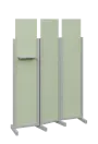 ATMOSFERE LINE 319, dřevěný 3-dílný paraván, mobilní, výška 1900 mm, rám šedá, výplň šedo-zelinkavá, polička