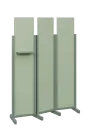 ATMOSFERE LINE 319, dřevěný 3-dílný paraván, mobilní, výška 1900 mm, rám industrial green, výplň pistáciově zelená, polička