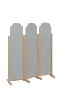 ATMOSFERE ROUND 116, dřevěný 3-dílný paraván, mobilní, výška 1600 mm, rám dub bardolino, výplň šedá