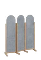 ATMOSFERE ROUND 116, dřevěný 3-dílný paraván, mobilní, výška 1600 mm, rám dub bardolino, výplň beton