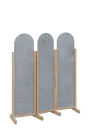 ATMOSFERE ROUND 116, dřevěný 3-dílný paraván, mobilní, výška 1600 mm, rám dub bardolino, výplň beton šedý