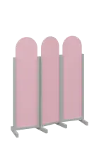 ATMOSFERE ROUND 116, dřevěný 3-dílný paraván, mobilní, výška 1600 mm, rám šedá, výplň pastelově růžo
