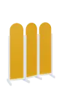 ATMOSFERE ROUND 116, dřevěný 3-dílný paraván, mobilní, výška 1600 mm, rám bílá, výplň žlutá odio