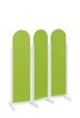 ATMOSFERE ROUND 116, dřevěný 3-dílný paraván, mobilní, výška 1600 mm, rám bílá, výplň jarní zeleň