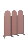 ATMOSFERE ROUND 116, dřevěný 3-dílný paraván, mobilní, výška 1600 mm, rám sandy lilac, výplň antická růžová