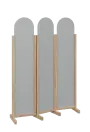 ATMOSFERE ROUND 119, dřevěný 3-dílný paraván, mobilní, výška 1900 mm, rám dub bardolino, výplň šedá