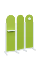 ATMOSFERE ROUND 216, dřevěný 3-dílný paraván, mobilní, výška 1600 mm, rám bílá, výplň jarní zeleň, p