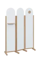 ATMOSFERE ROUND 219, dřevěný 3-dílný paraván, mobilní, výška 1900 mm, rám dub bardolino, výplň bílá,