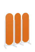 ATMOSFERE ROUND 316, dřevěný 3-dílný paraván, mobilní, výška 1600 mm, rám bílá, výplň pomeranč